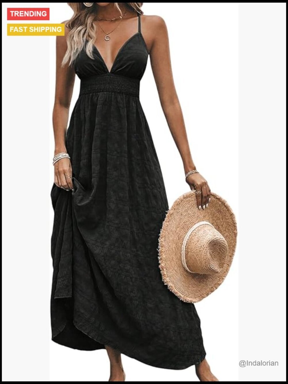 Summer V Neck Backless Maxi Dress Boho Spaghetti Strap Flowy Beach Long Sundress